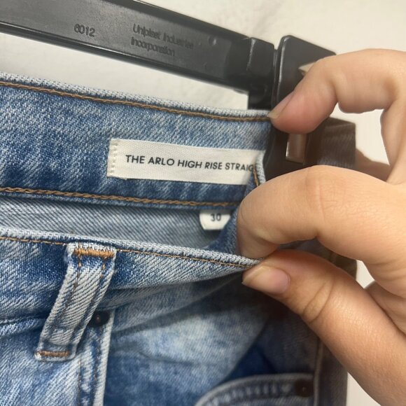 The Arlo High Rise Straight Jeans Denim Forum Size 30 Light Wash Button Fly - Picture 3 of 13